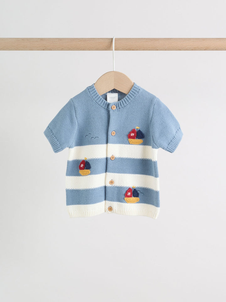 Blue Nautical Stripe Knitted Top and Shorts Baby Set (0mths-2yrs)