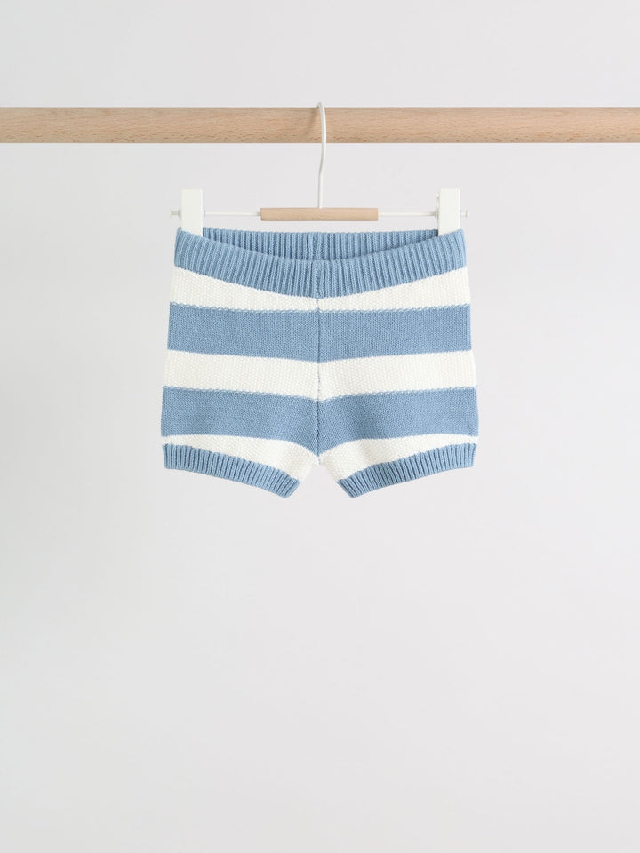 Blue Nautical Stripe Knitted Top and Shorts Baby Set (0mths-2yrs)