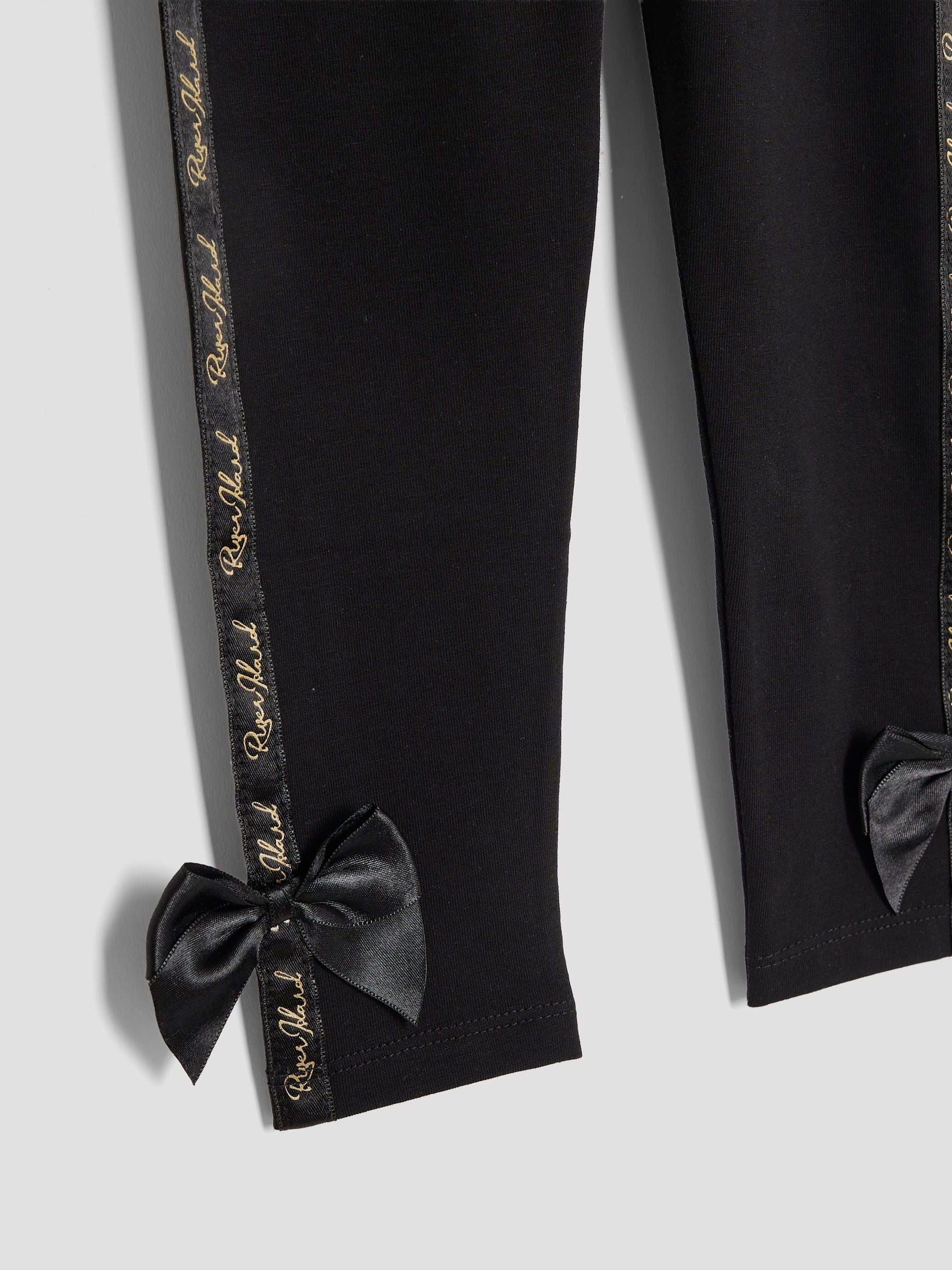 River Island Cream Girls Branded Bow T-Shirt Set