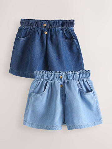 Blue Pullon Denim shorts 2 Pack (3mths-10yrs)