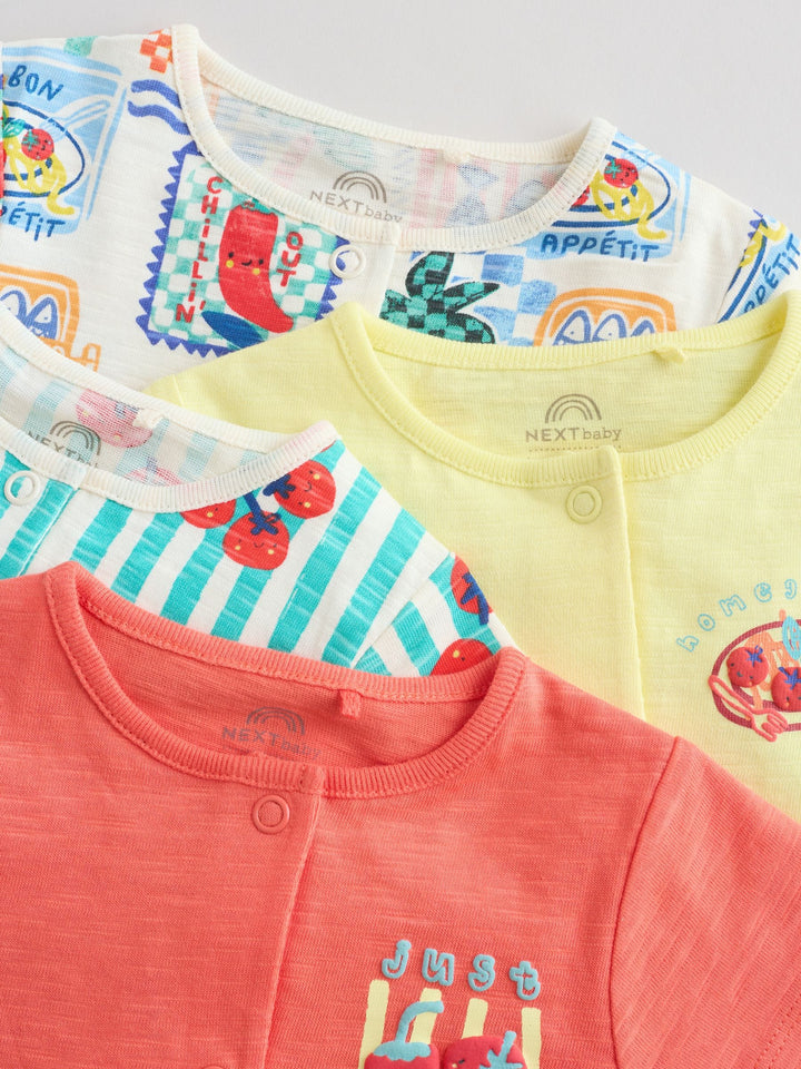 Tomato Print Jersey Baby Rompers 4 Pack