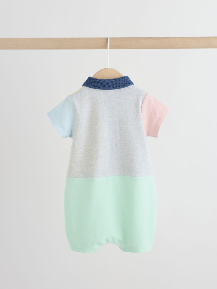 Grey colourblock Smart Collar Baby Rompers 2 Pack