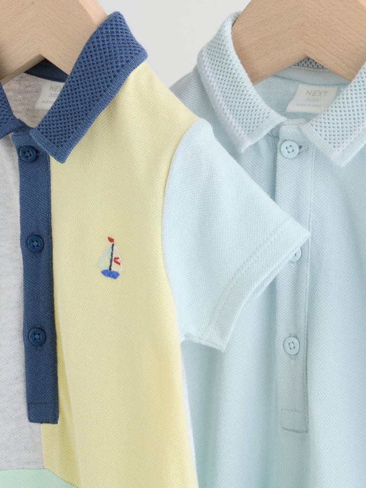 Grey colourblock Smart Collar Baby Rompers 2 Pack