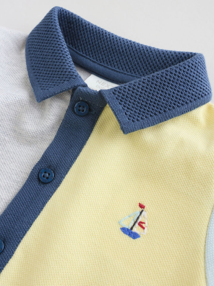 Grey colourblock Smart Collar Baby Rompers 2 Pack