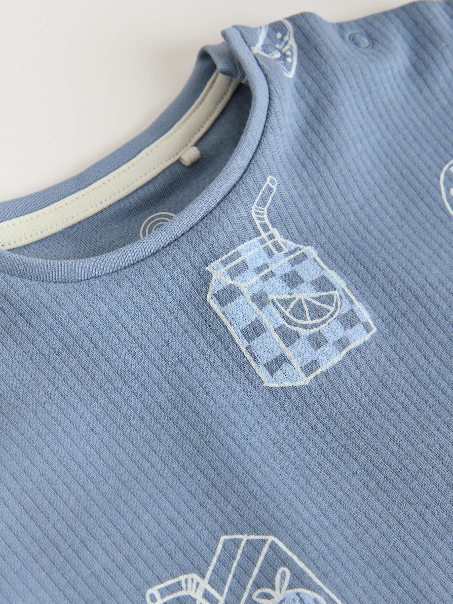 Blue/Neutral Cotton RIch Baby Rompers 4 Pack