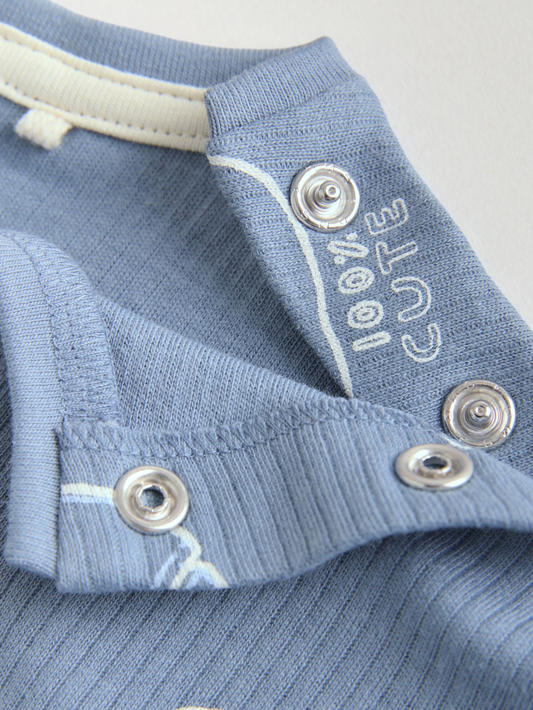 Blue/Neutral Cotton RIch Baby Rompers 4 Pack