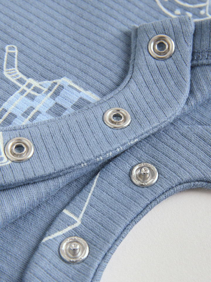 Blue/Neutral 100% Cotton Baby Rompers 4 Pack