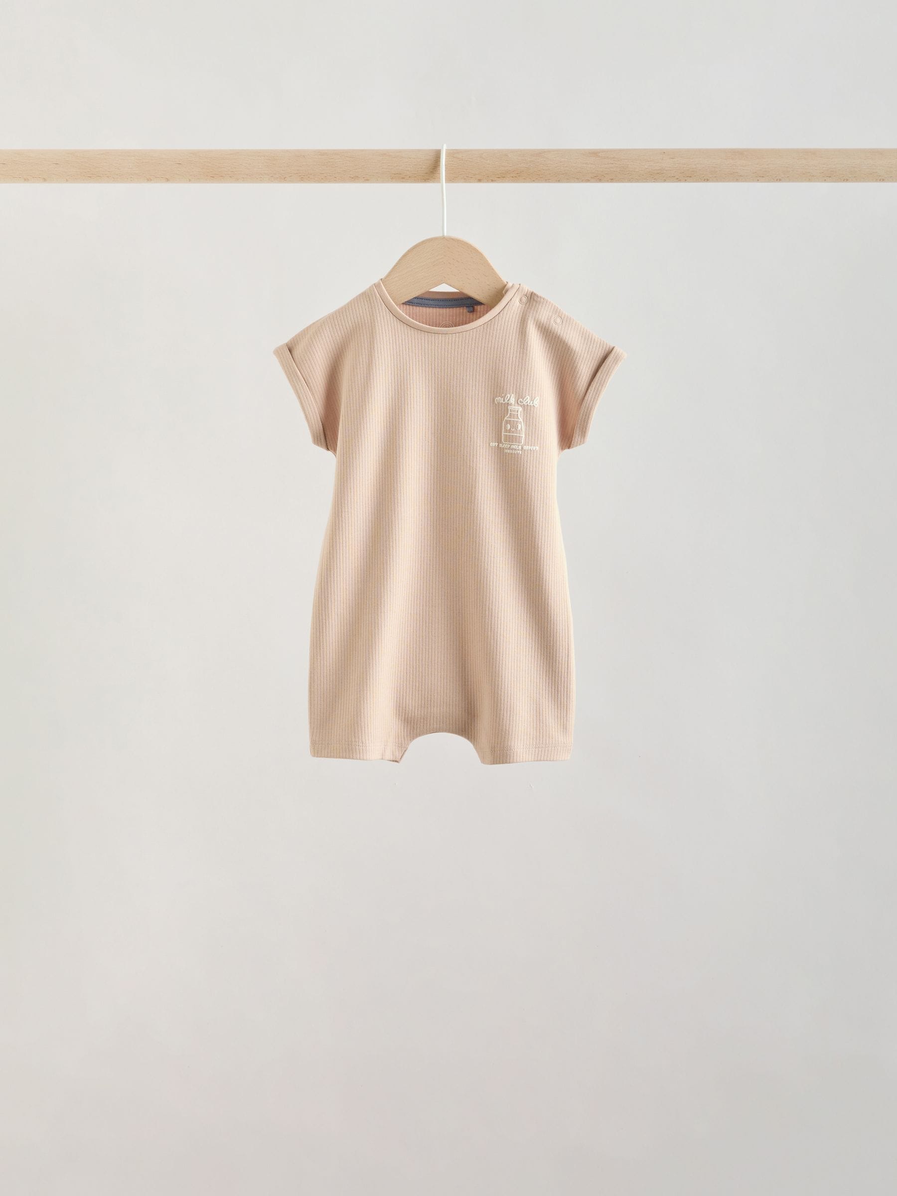 Blue/Neutral Cotton RIch Baby Rompers 4 Pack