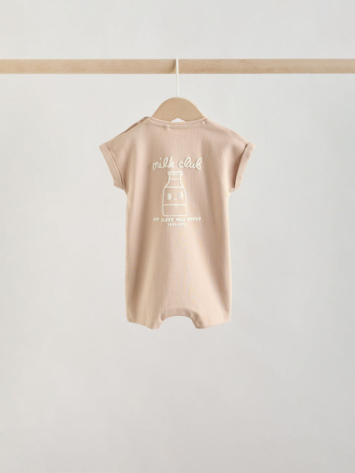 Blue/Neutral 100% Cotton Baby Rompers 4 Pack