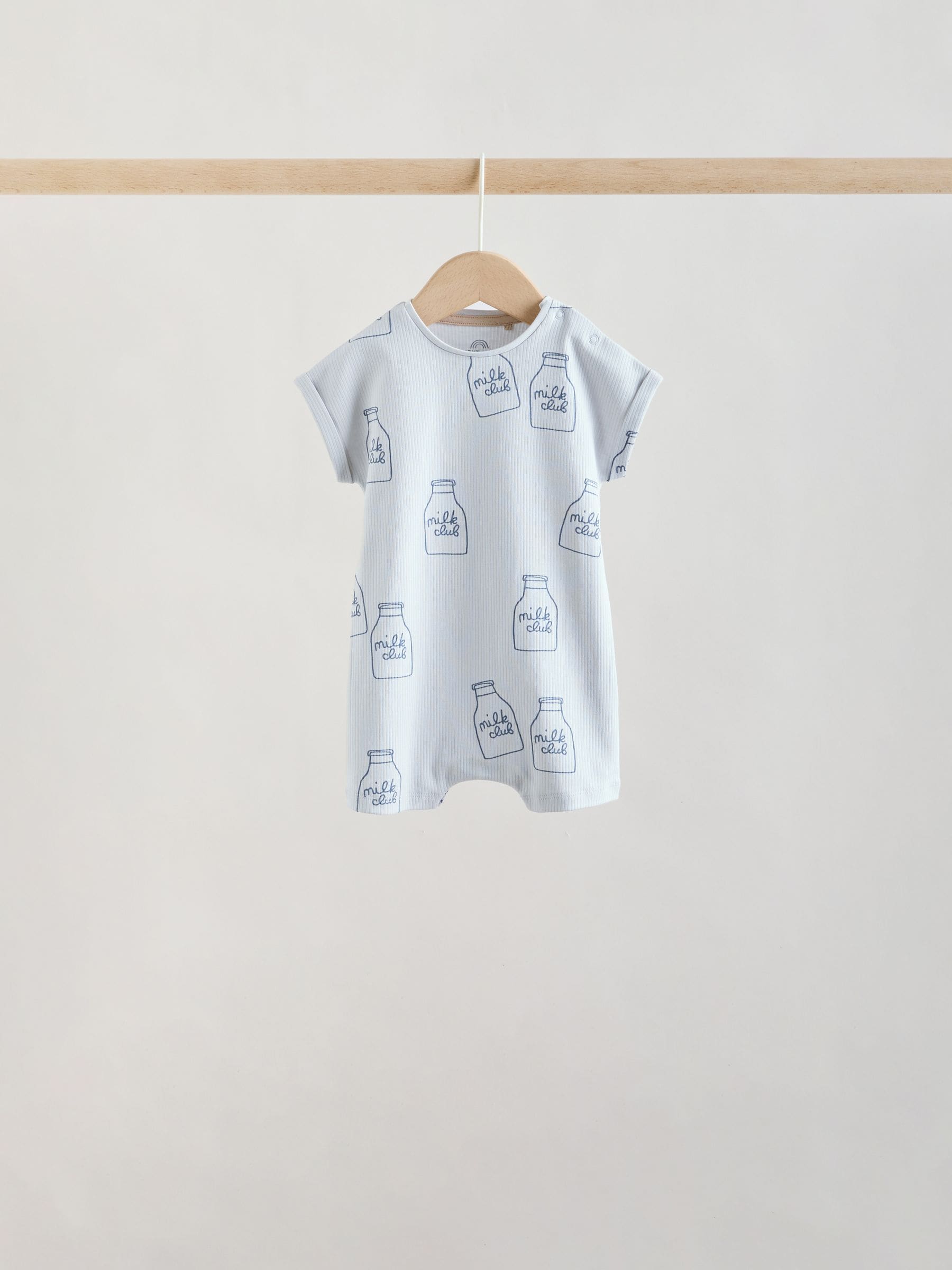 Blue/Neutral Cotton RIch Baby Rompers 4 Pack