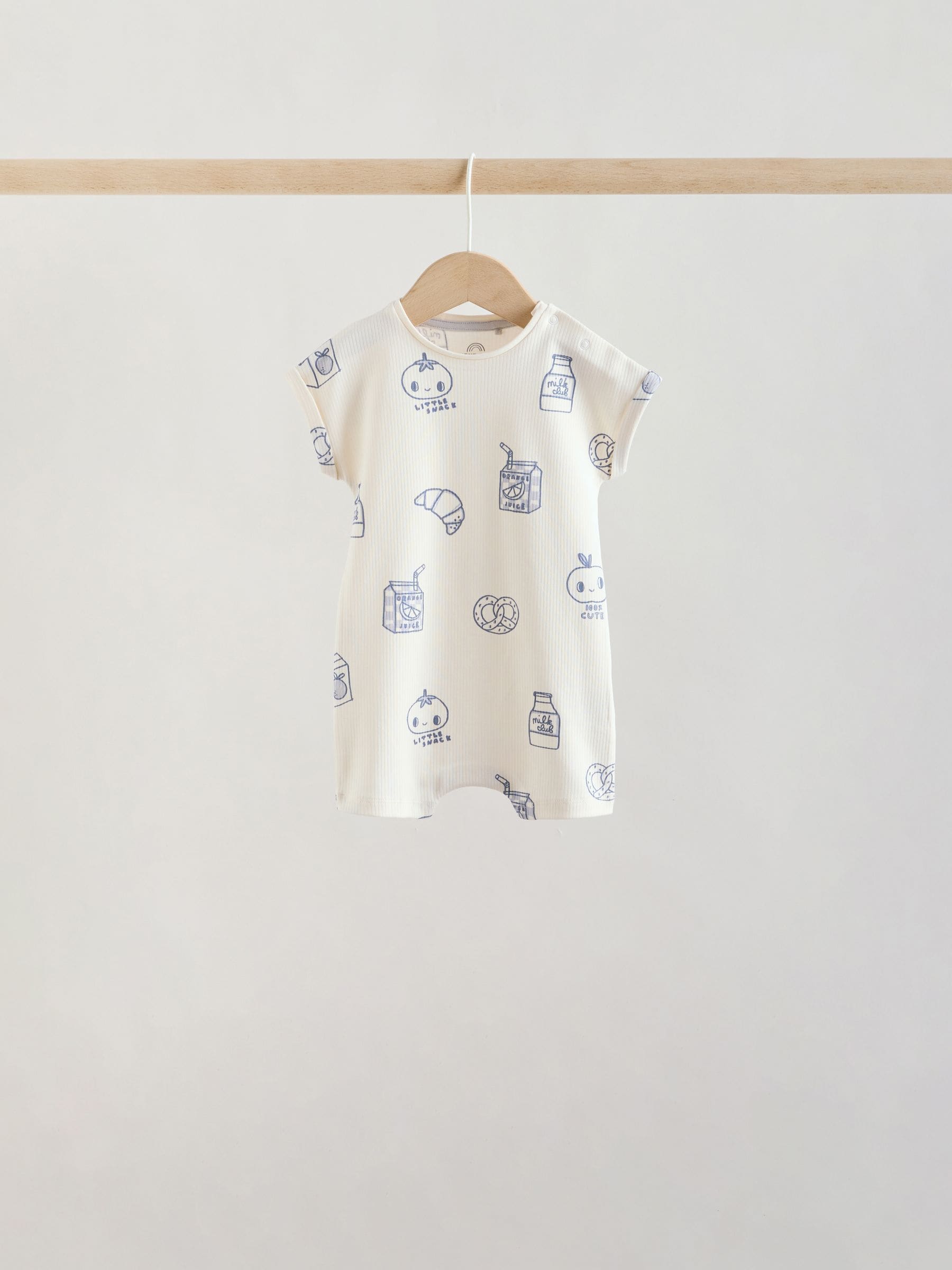 Blue/Neutral Cotton RIch Baby Rompers 4 Pack