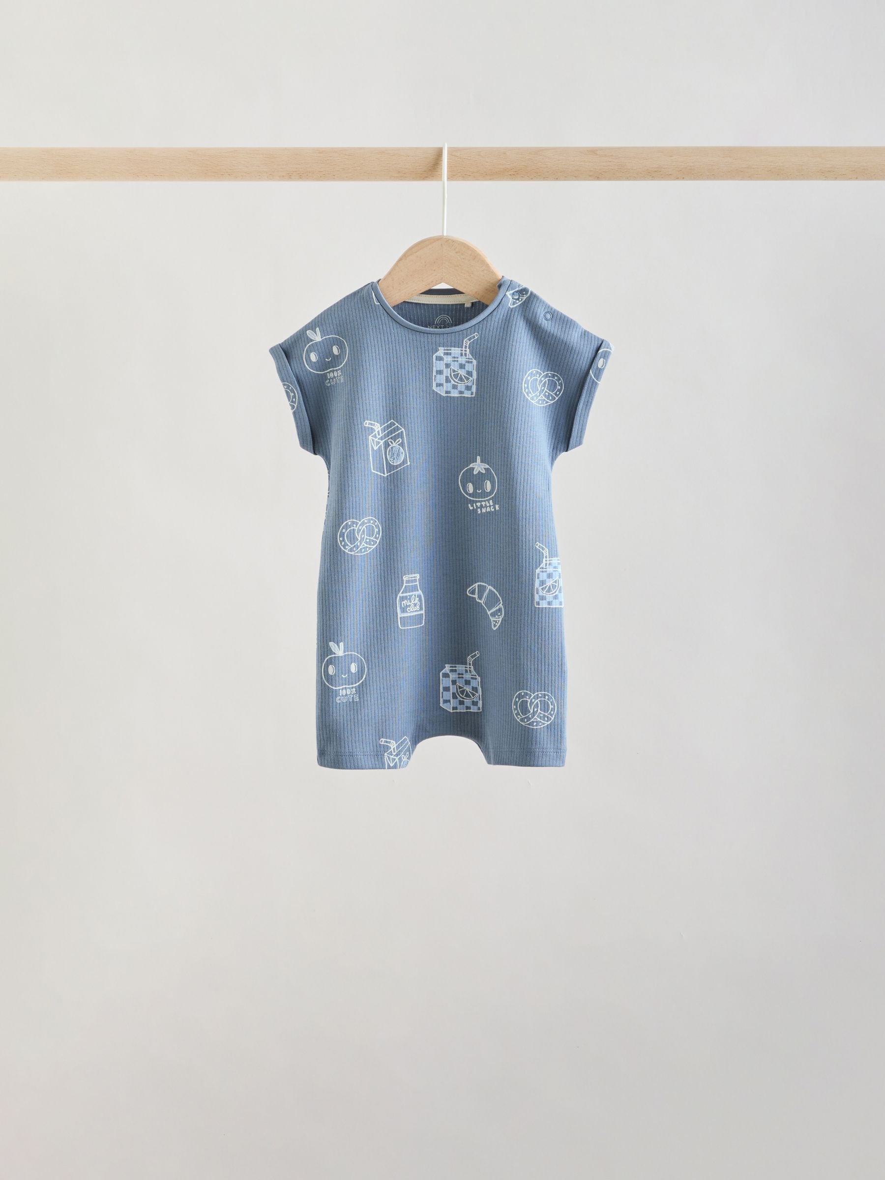 Blue/Neutral Cotton RIch Baby Rompers 4 Pack