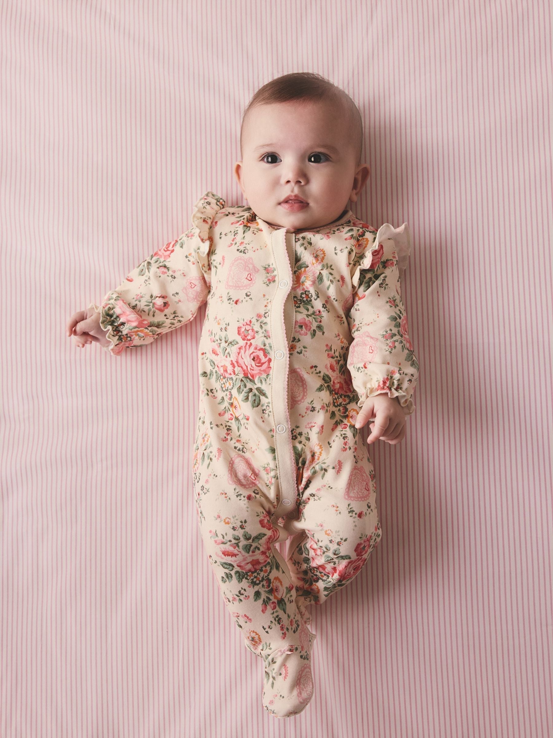 Pink/Cream Cath Kidston Baby Sleepsuit