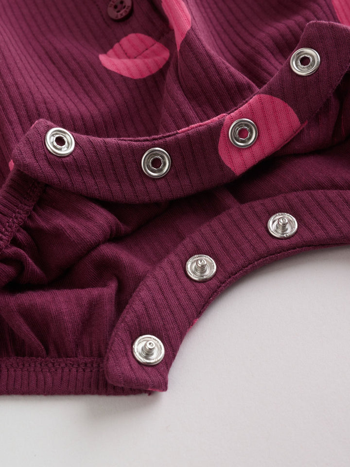 Pink Polka Dot Button Through Baby Rompers 3 Pack
