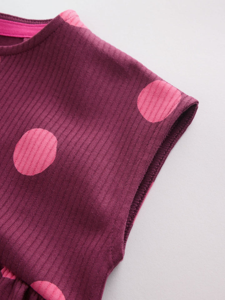 Pink Polka Dot Button Through Baby Rompers 3 Pack