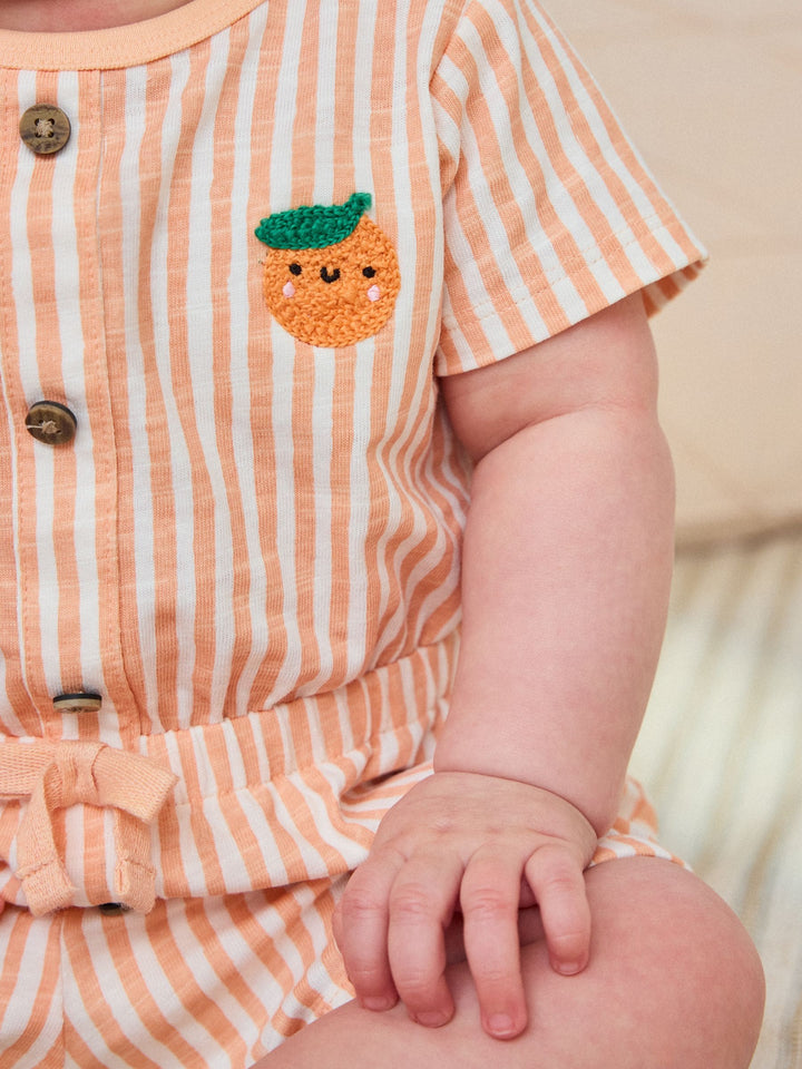 Blue and Orange Striped Jersey Sport Rompers 2 Pack