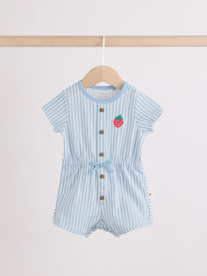 Blue and Orange Striped Jersey Sport Rompers 2 Pack