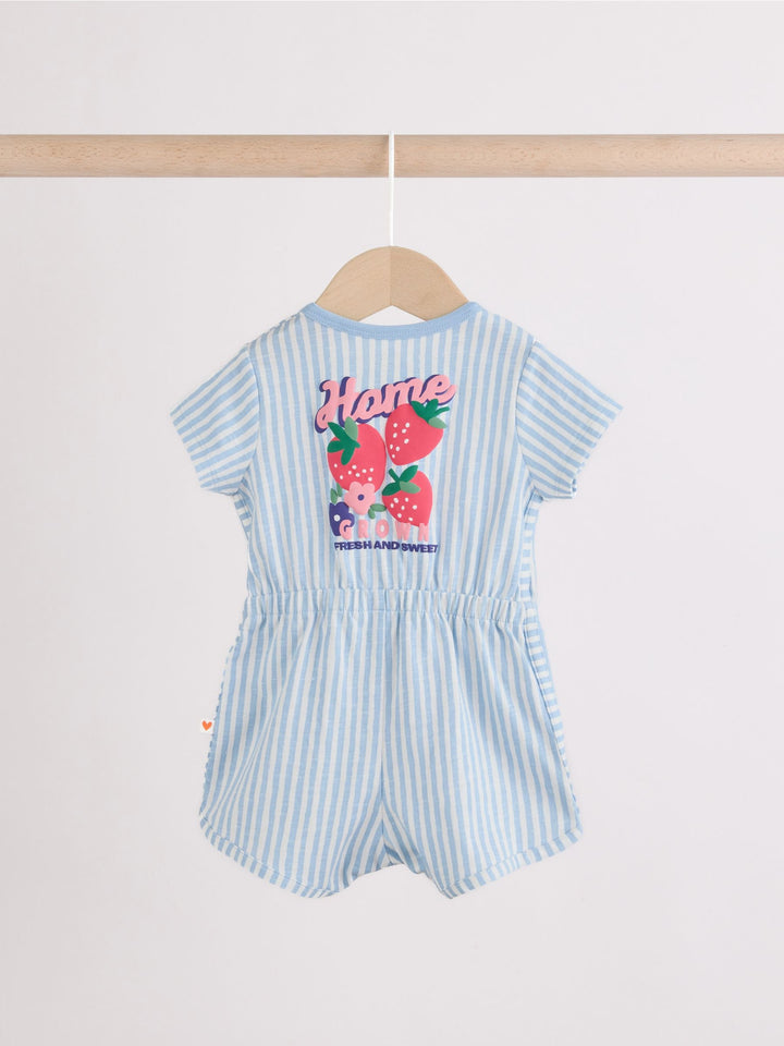 Blue and Orange Striped Jersey Sport Rompers 2 Pack
