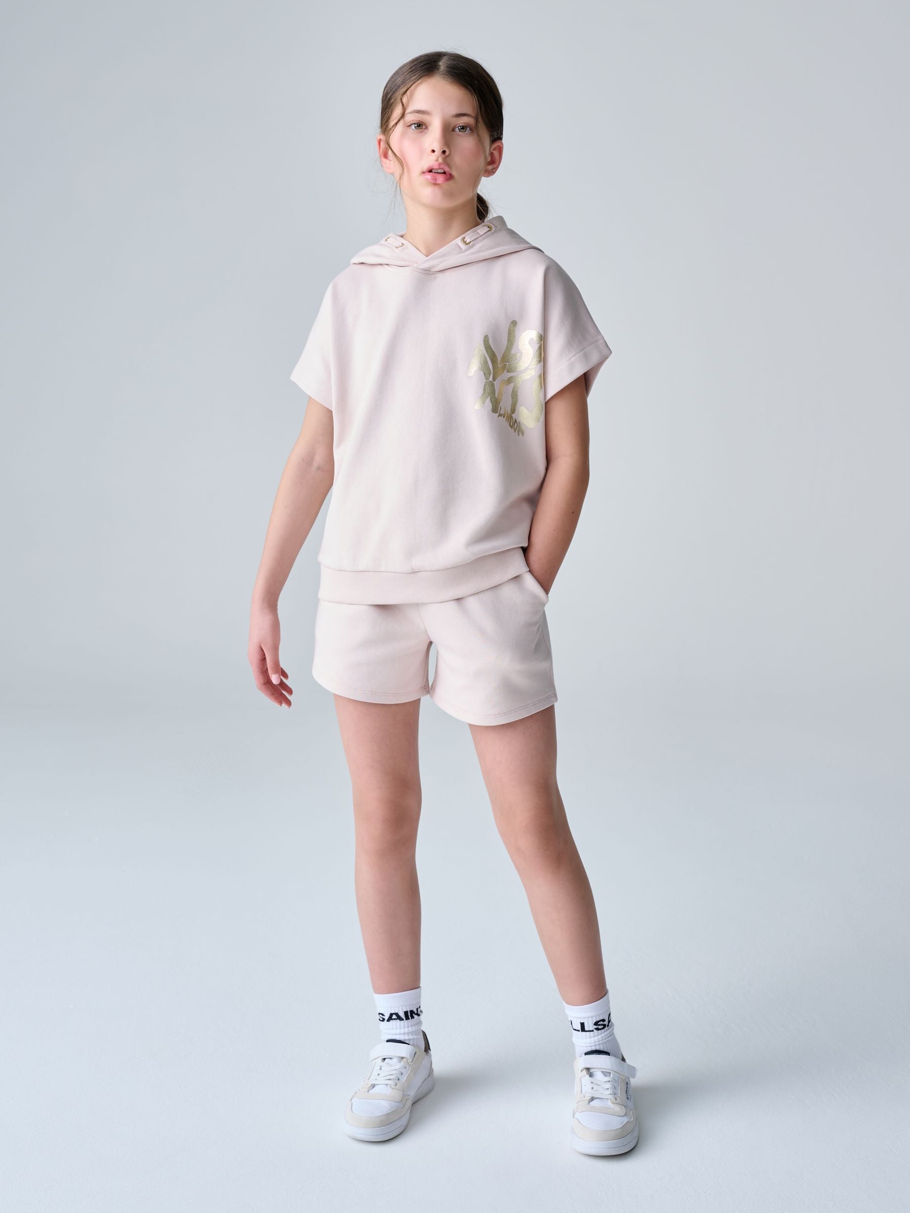 smALLSAINTS Light Pink Orlando Oversized Short Sleeve Hoodie and Shorts Set