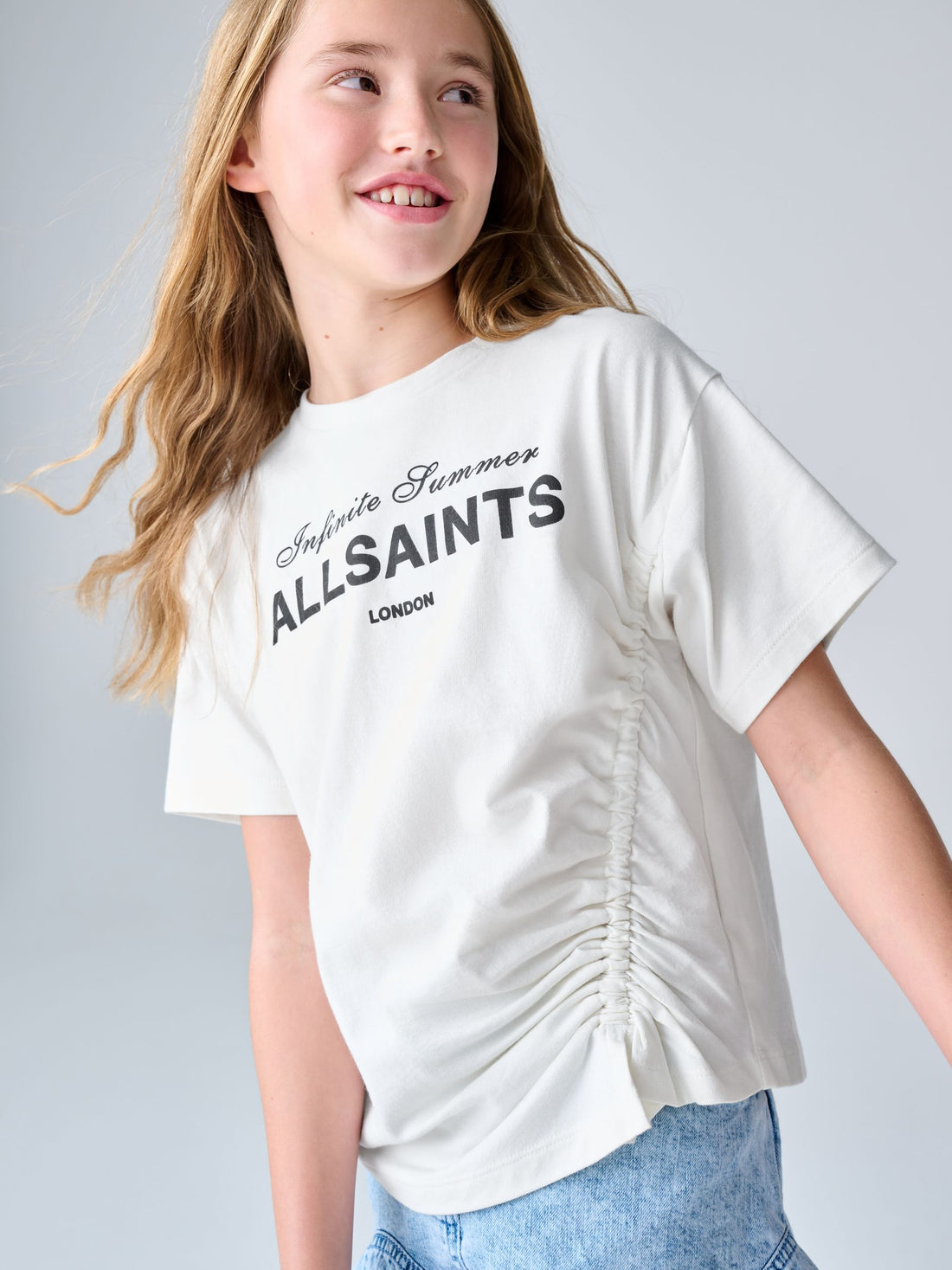 smALLSAINTS White/Soleil Graphic Ruched Oversized Crew T-Shirt
