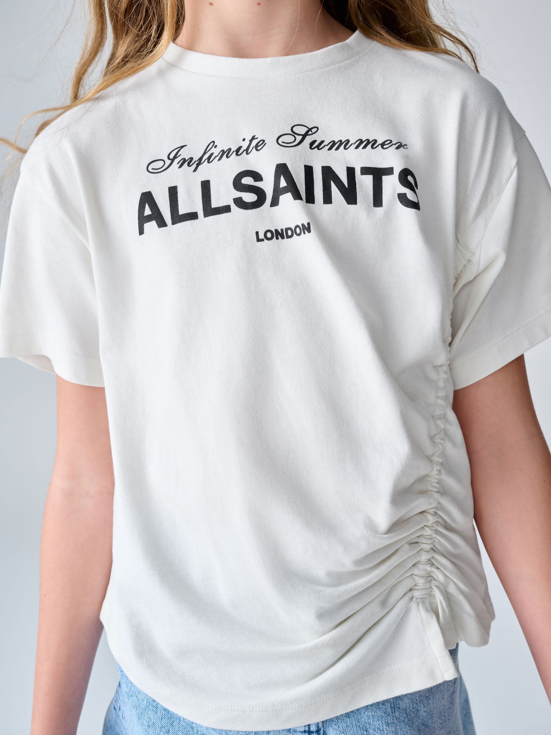 smALLSAINTS White/Soleil Graphic Ruched Oversized Crew T-Shirt