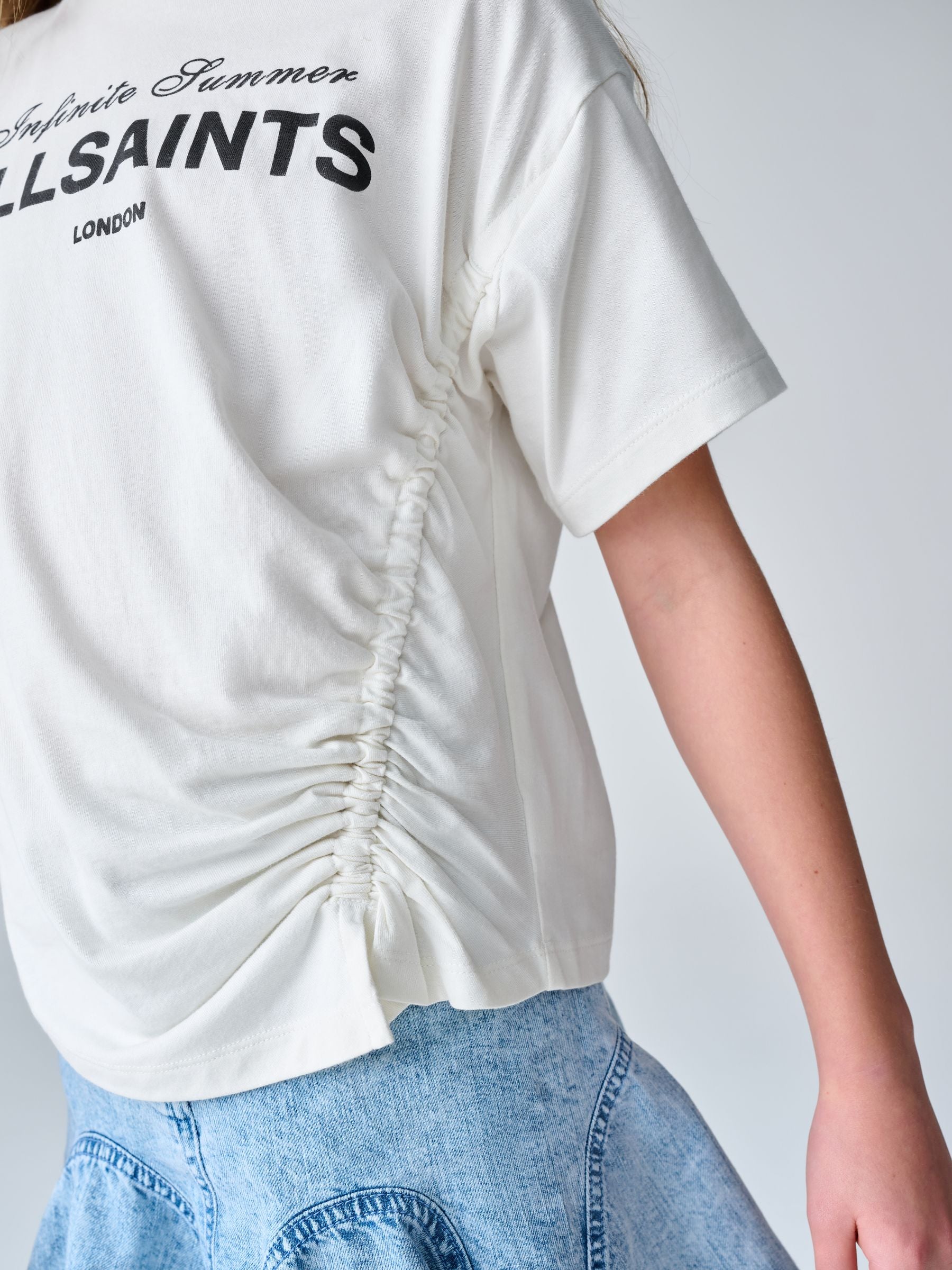 smALLSAINTS White/Soleil Graphic Ruched Oversized Crew T-Shirt