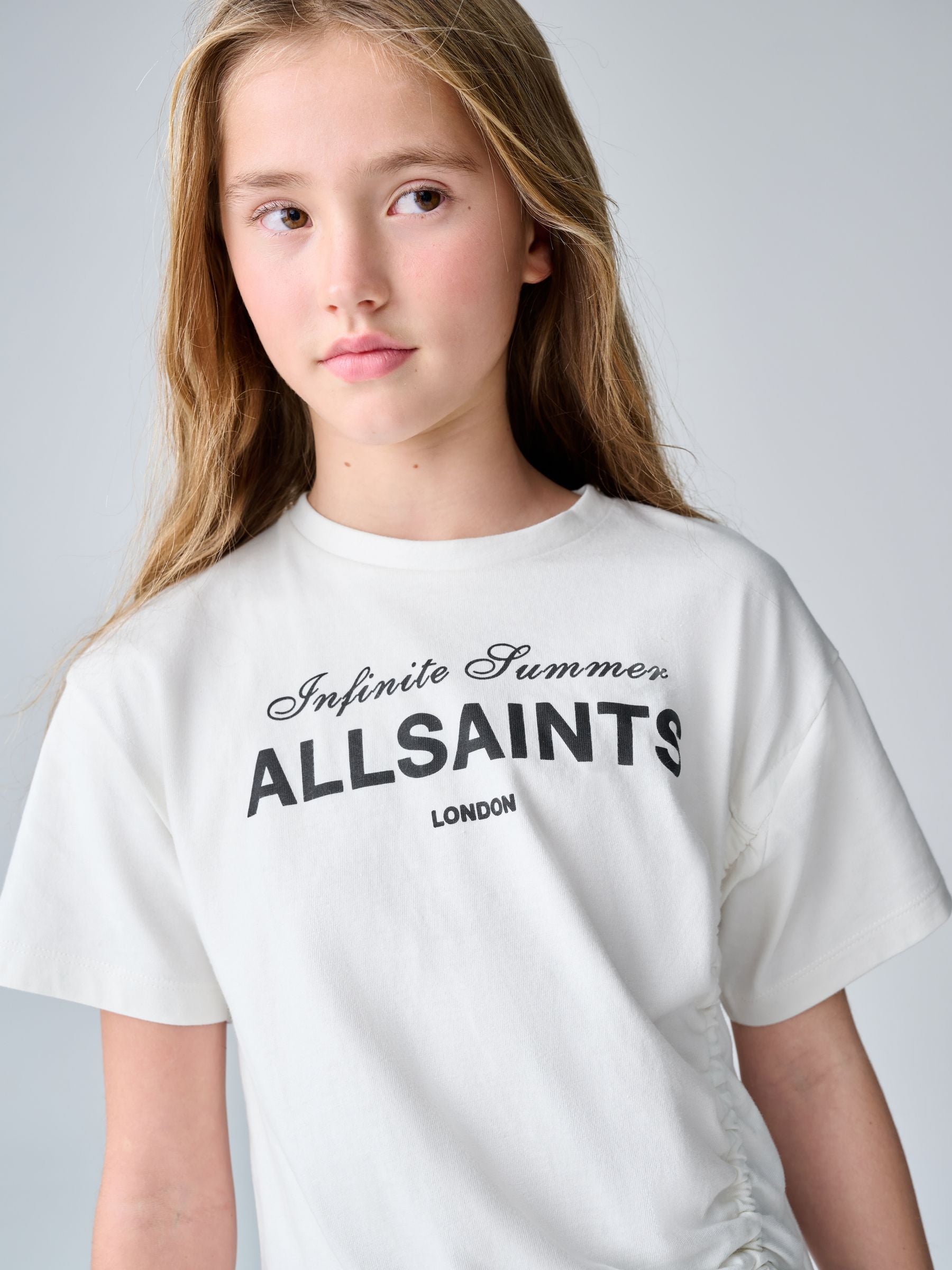 smALLSAINTS White/Soleil Graphic Ruched Oversized Crew T-Shirt