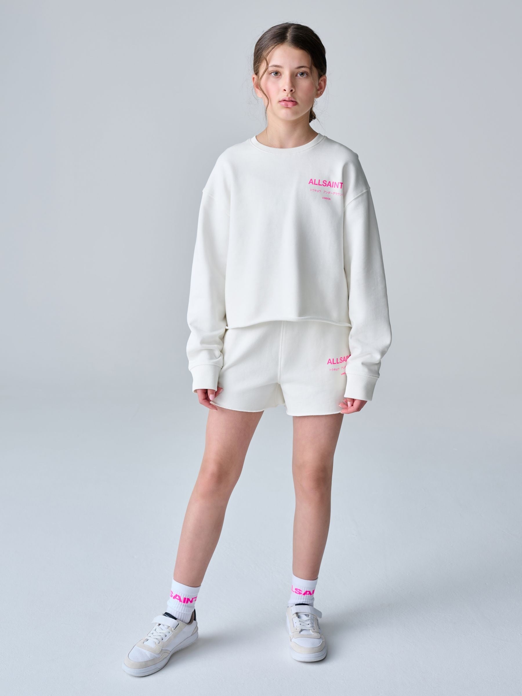 smALLSAINTS White Underground Sweatshirt and Shorts Set