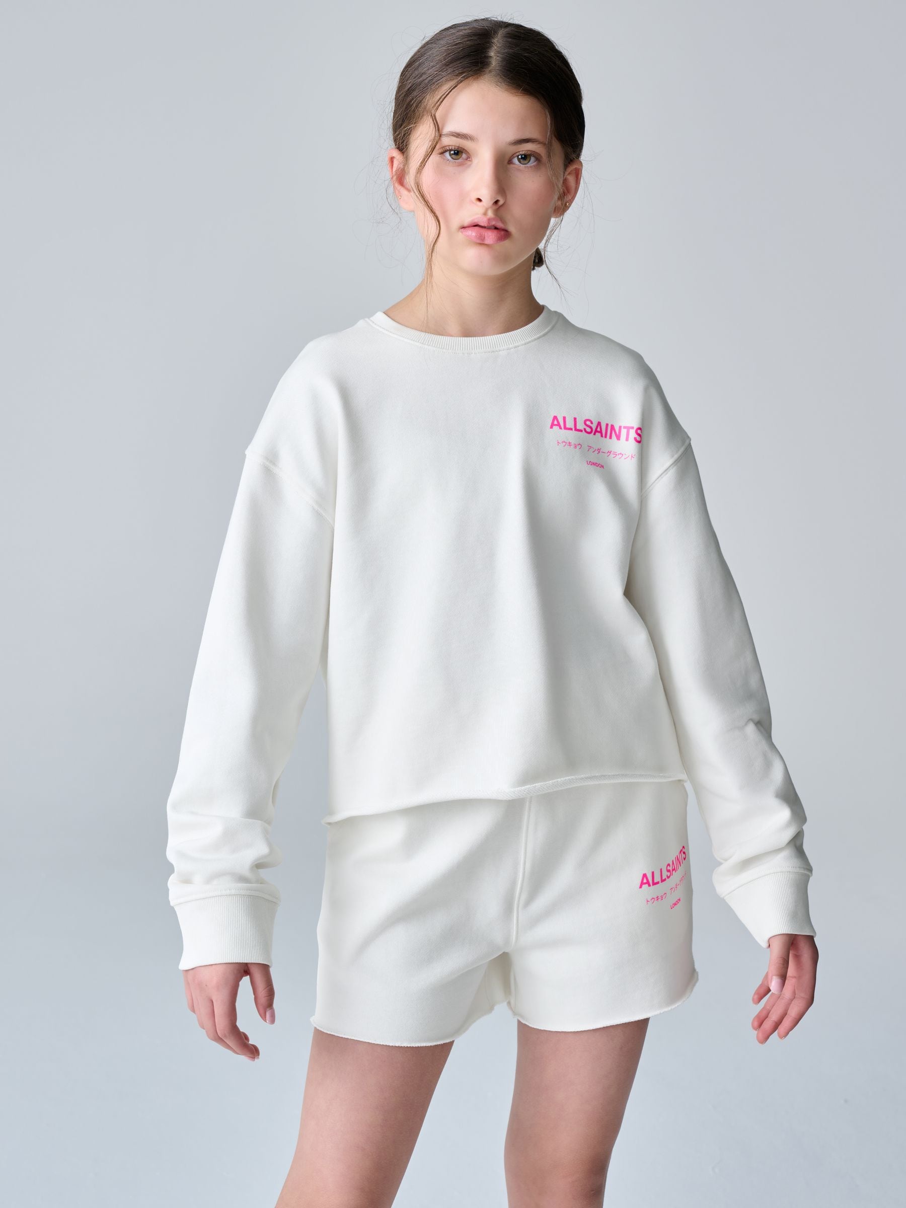 smALLSAINTS White Underground Sweatshirt and Shorts Set