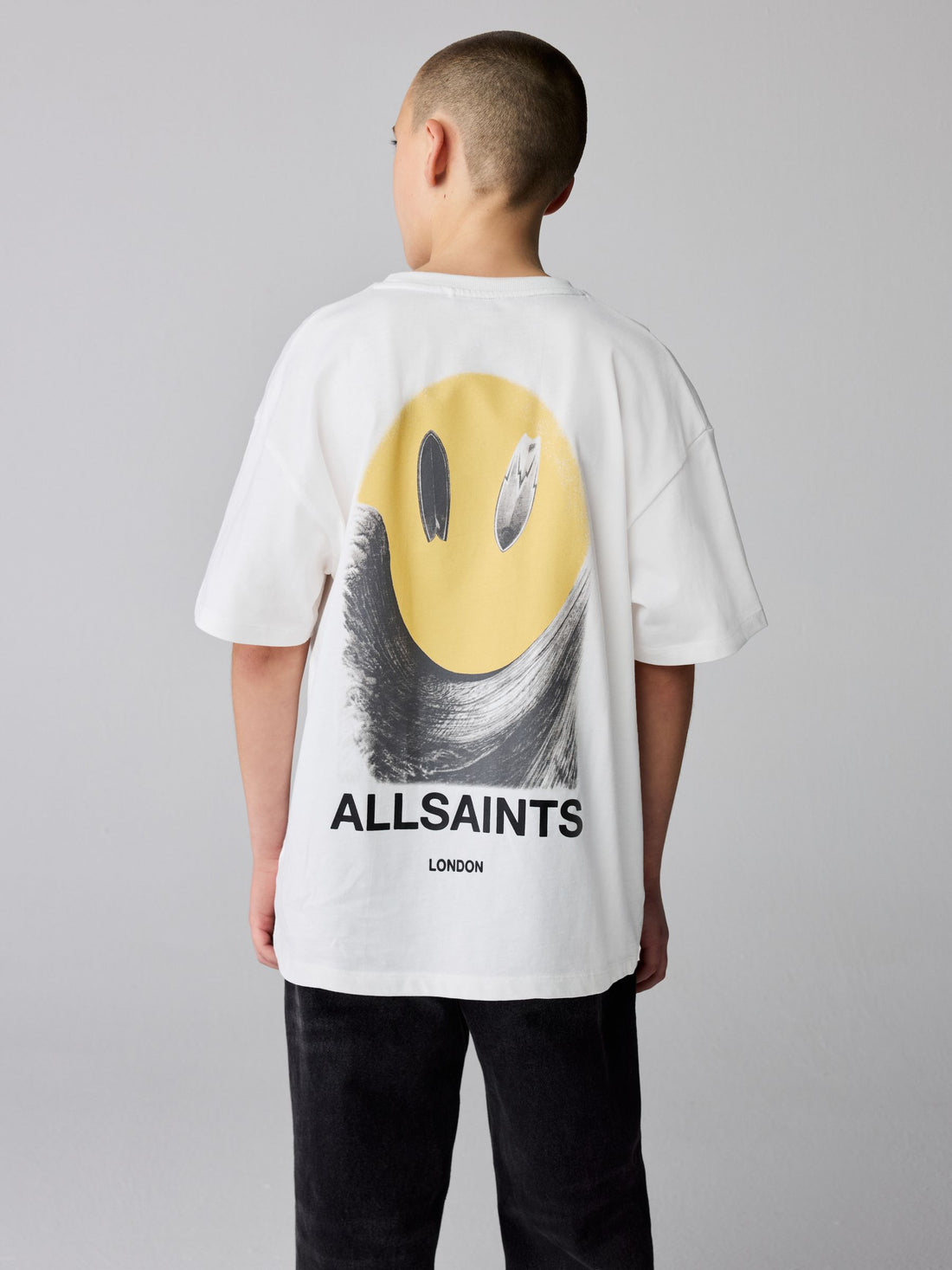 smALLSAINTS White/Party Wave Oversized Graphic Crew Neck T-Shirt