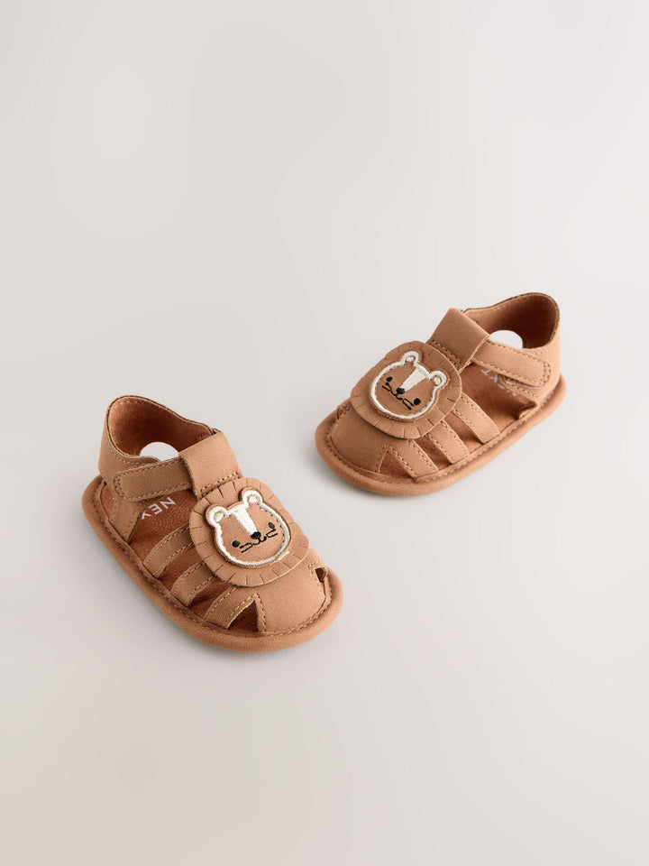 Tan Brown Lion Baby Fisherman Sandals (0-2mths)