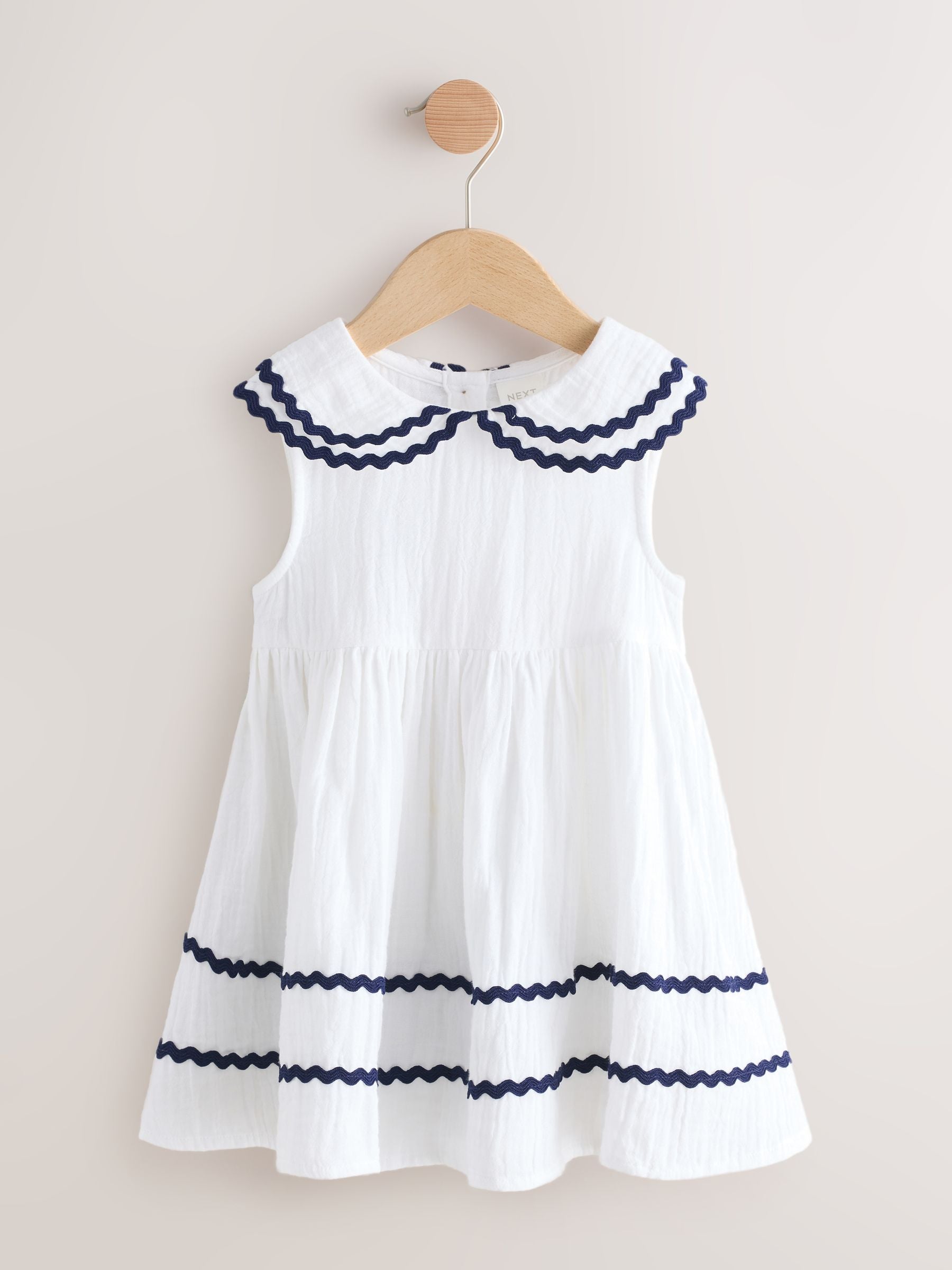 White Ric Rac Collar Dress (3mths-8yrs)