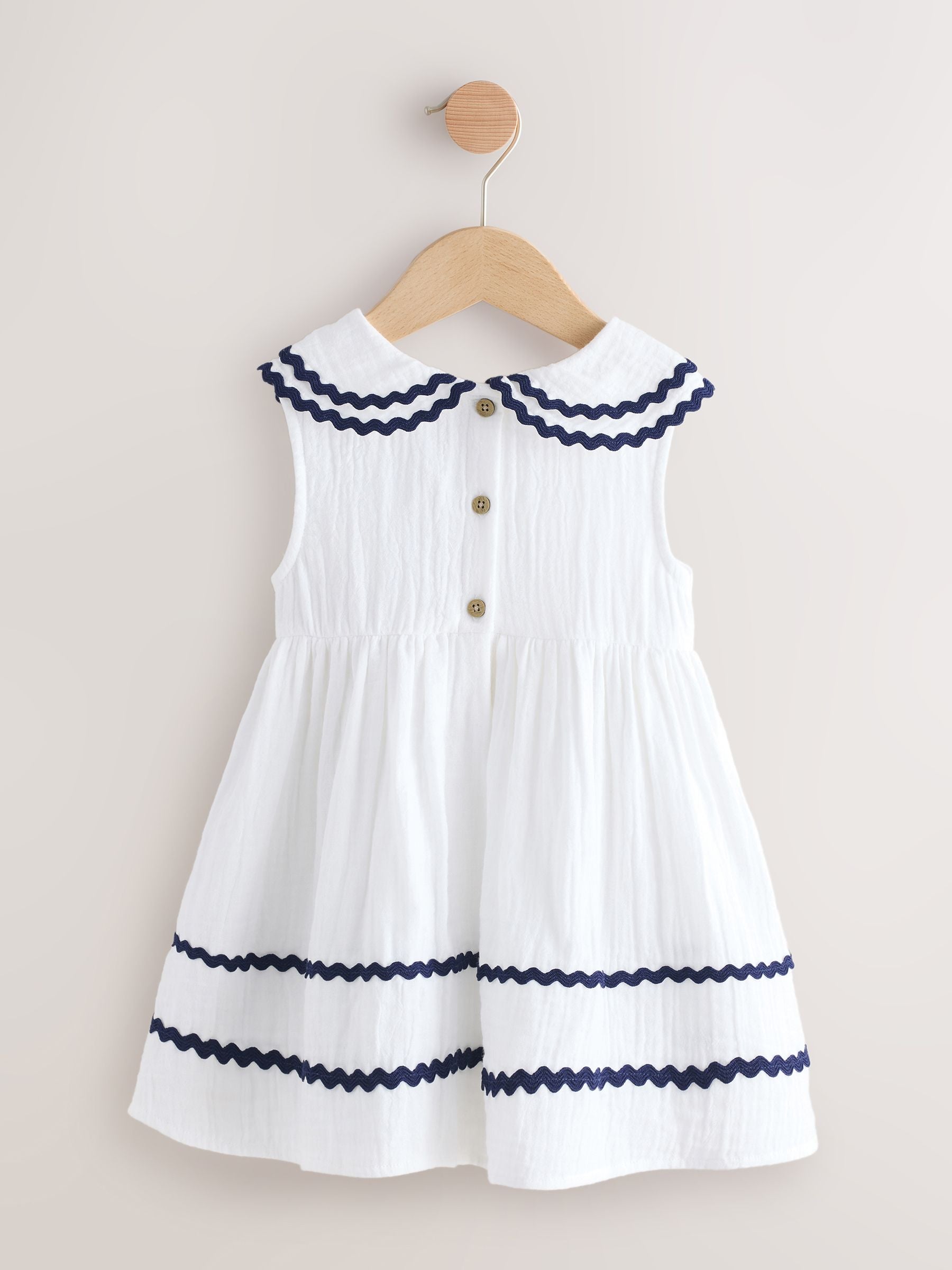 White Ric Rac Collar Dress (3mths-8yrs)