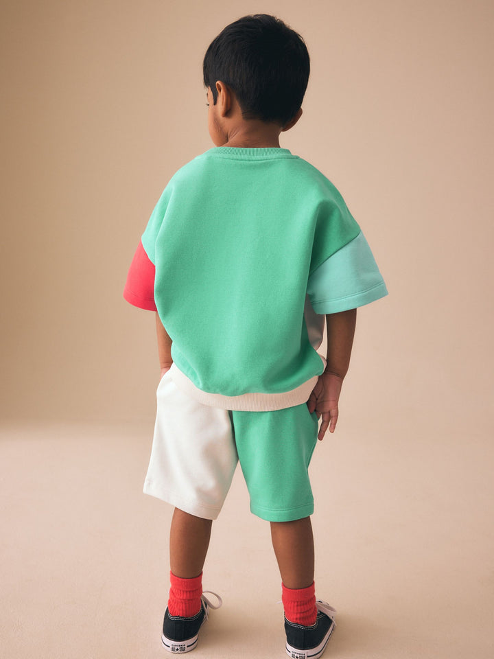 Colour Block Mickey Short Sleeve Crew and Shorts Set (3mths-8yrs)