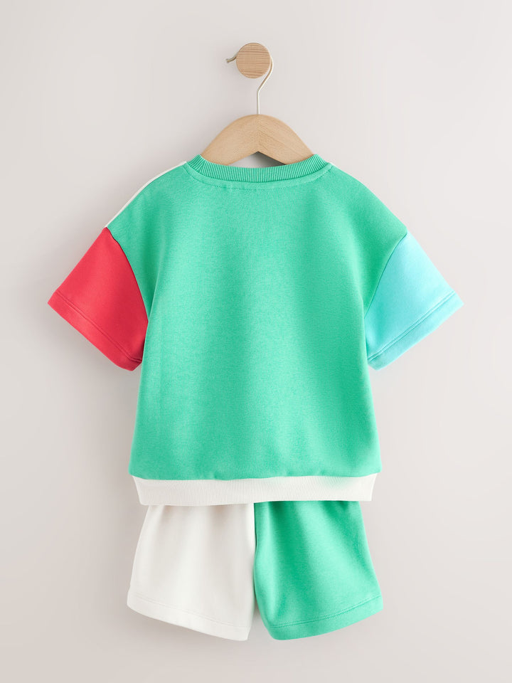 Colour Block Mickey Short Sleeve Crew and Shorts Set (3mths-8yrs)