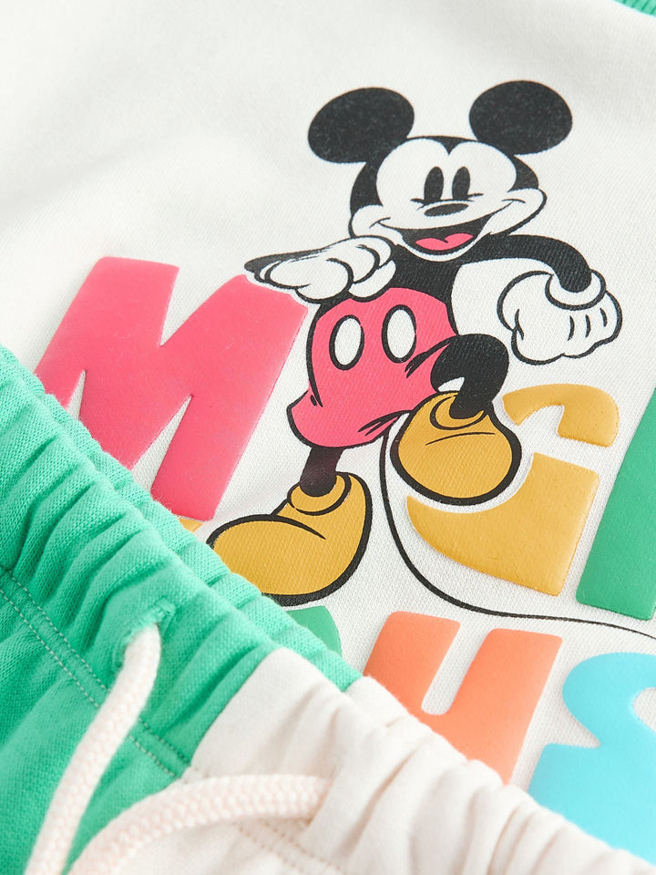 Colour Block Mickey Short Sleeve Crew and Shorts Set (3mths-8yrs)