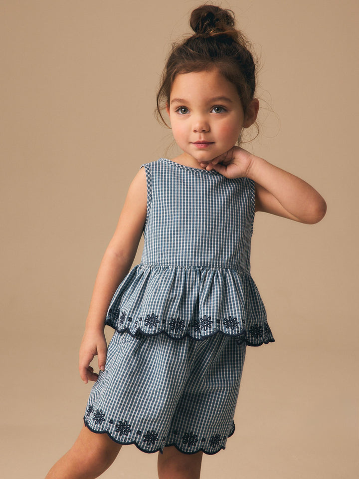 Navy Gingham Blouse And Shorts Co-ord Set (3mths-8yrs)