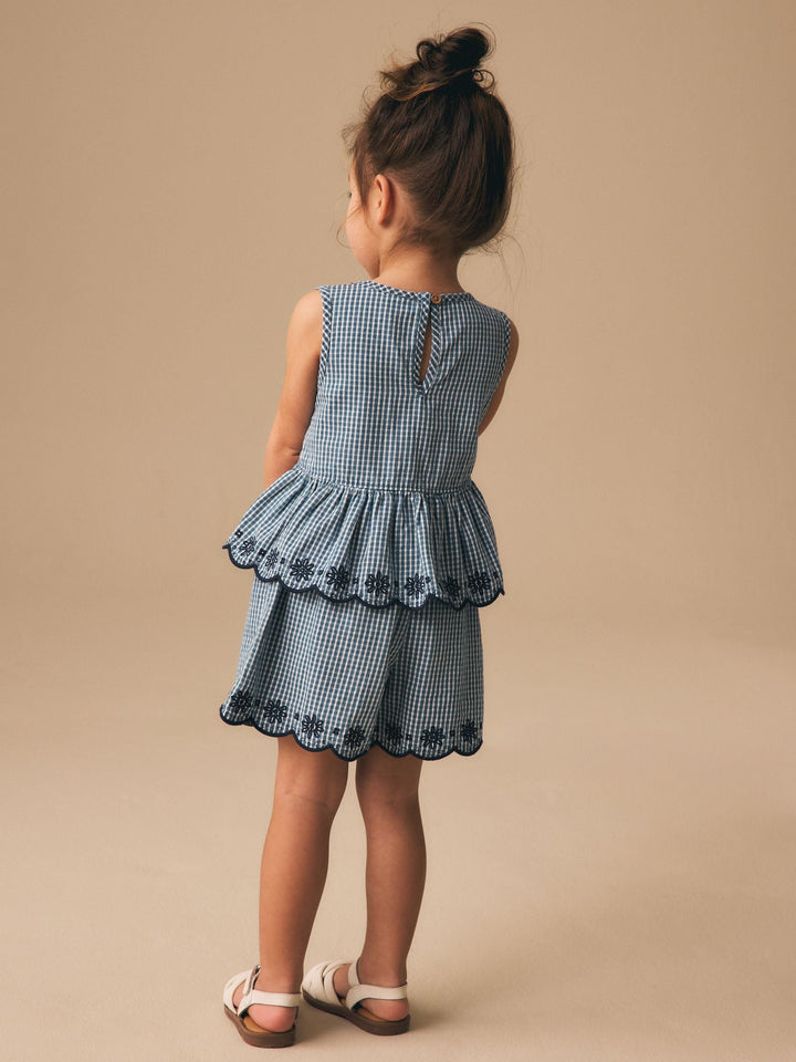 Navy Gingham Blouse And Shorts Co-ord Set (3mths-8yrs)