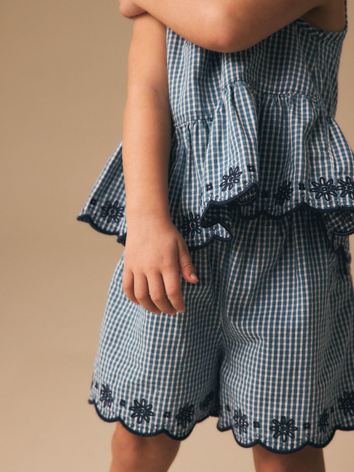 Navy Gingham Blouse And Shorts Co-ord Set (3mths-8yrs)