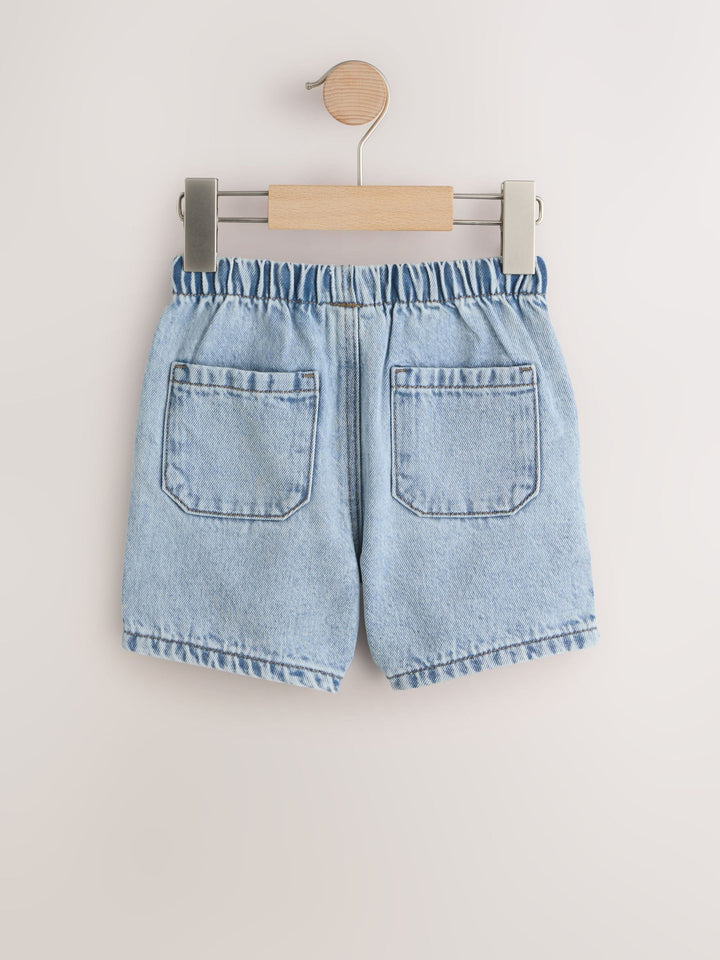 Blue Denim Bleach Pull On Shorts 2 Pack (3mths-7yrs)