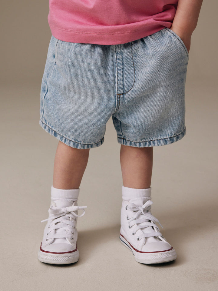Light Blue Pull On Loose Denim Shorts (3mths-7yrs)
