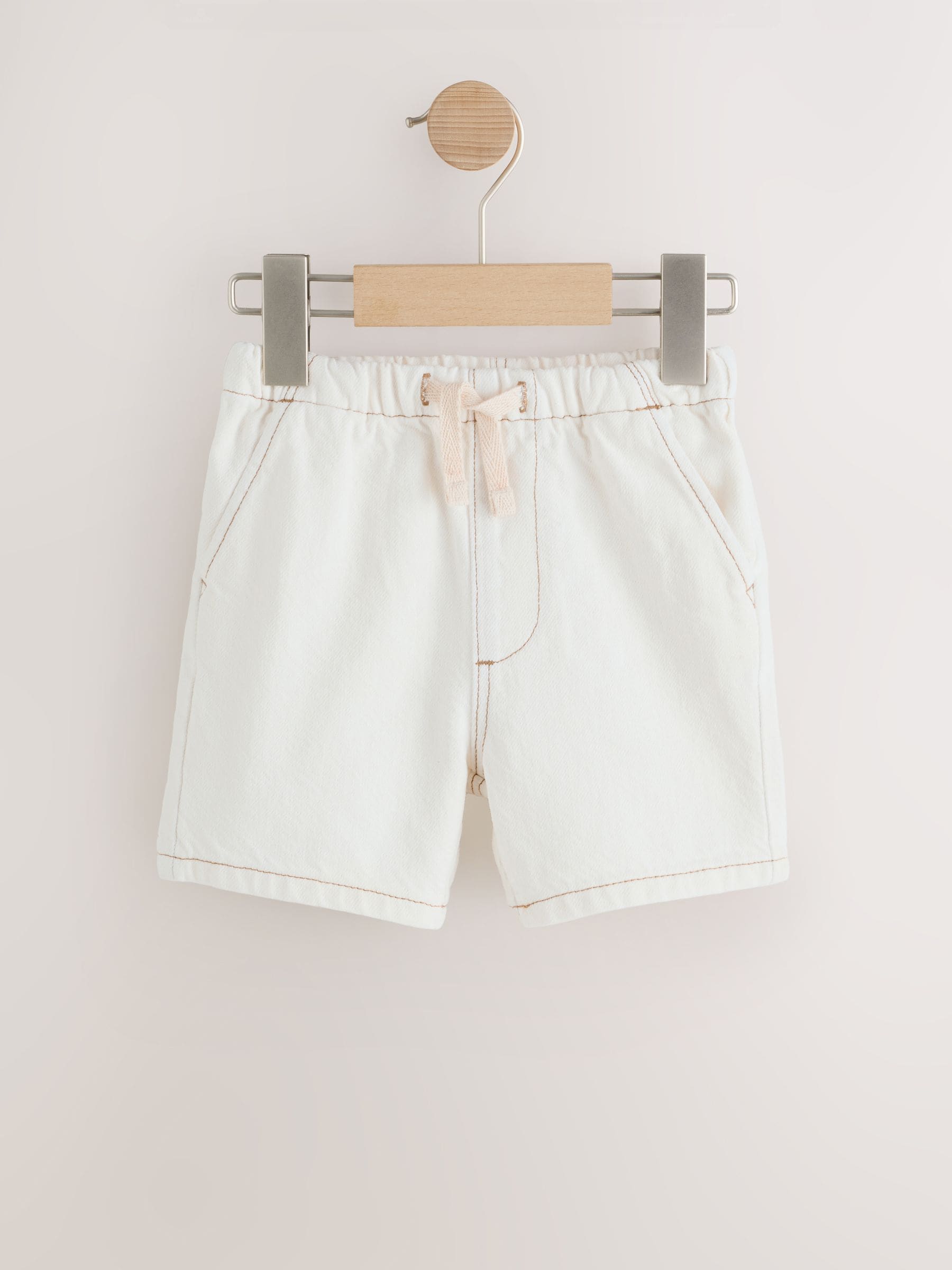 Ecru Pull On Loose Denim Shorts (3mths-7yrs)