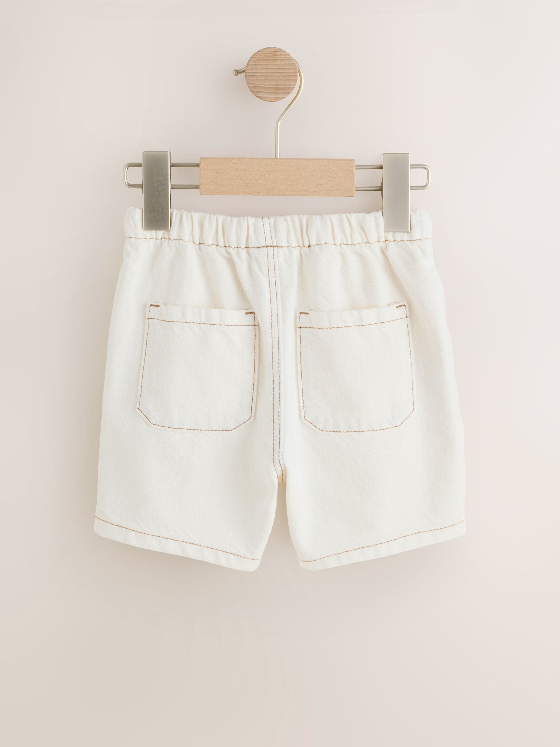 Ecru Pull On Loose Denim Shorts (3mths-7yrs)