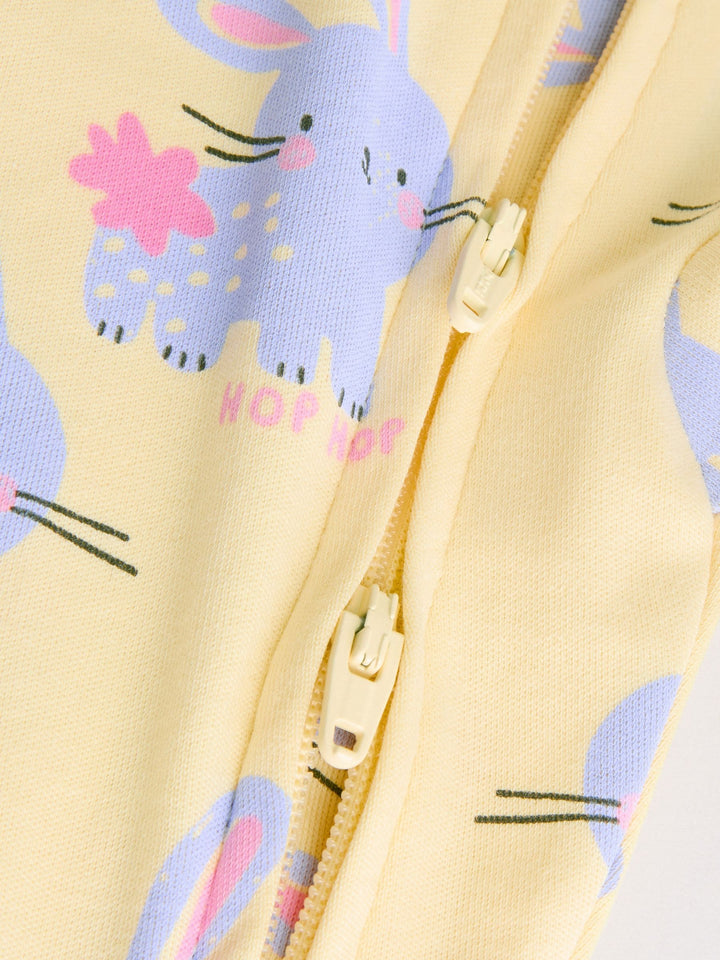 Pink/Yellow character Two Way Zip Baby Sleepsuits 3 Pack (0mths-2yrs)