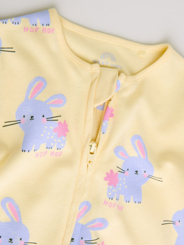 Pink/Yellow character Two Way Zip Baby Sleepsuits 3 Pack (0mths-2yrs)