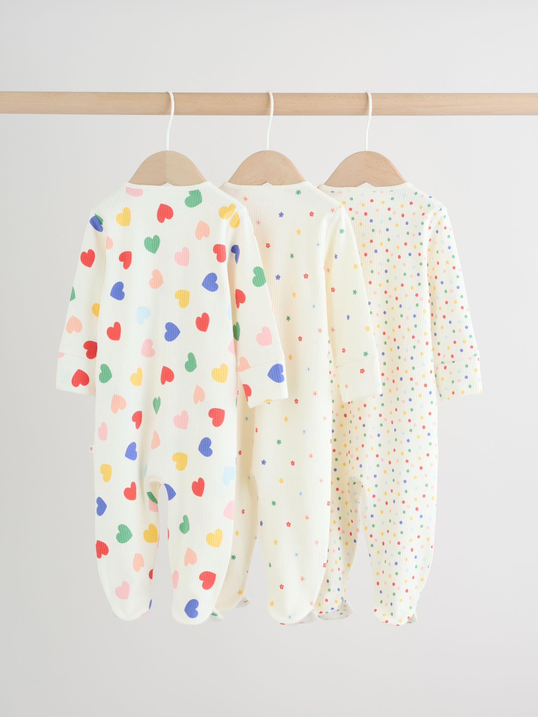 Blue/White Baby Sleepsuits 3 Pack (0mths-2yrs)