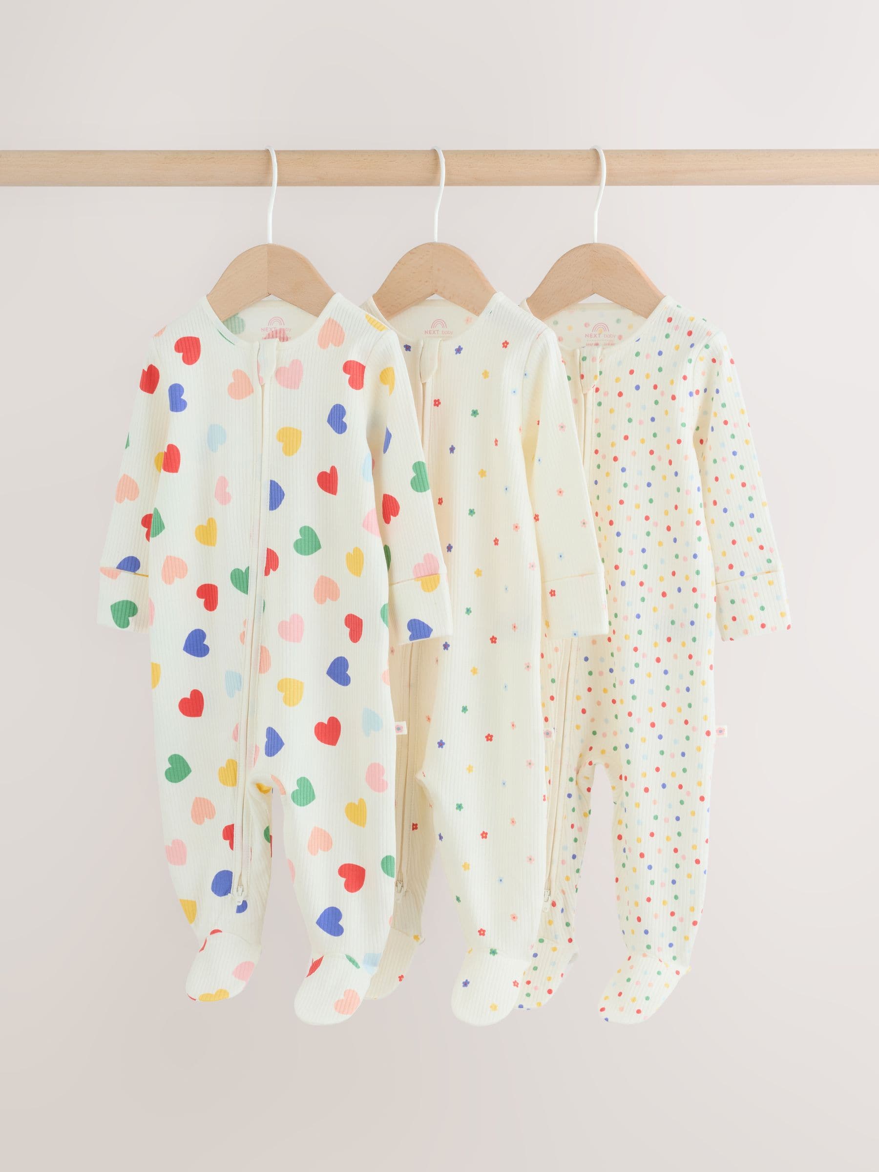 Blue/White Baby Sleepsuits 3 Pack (0mths-2yrs)