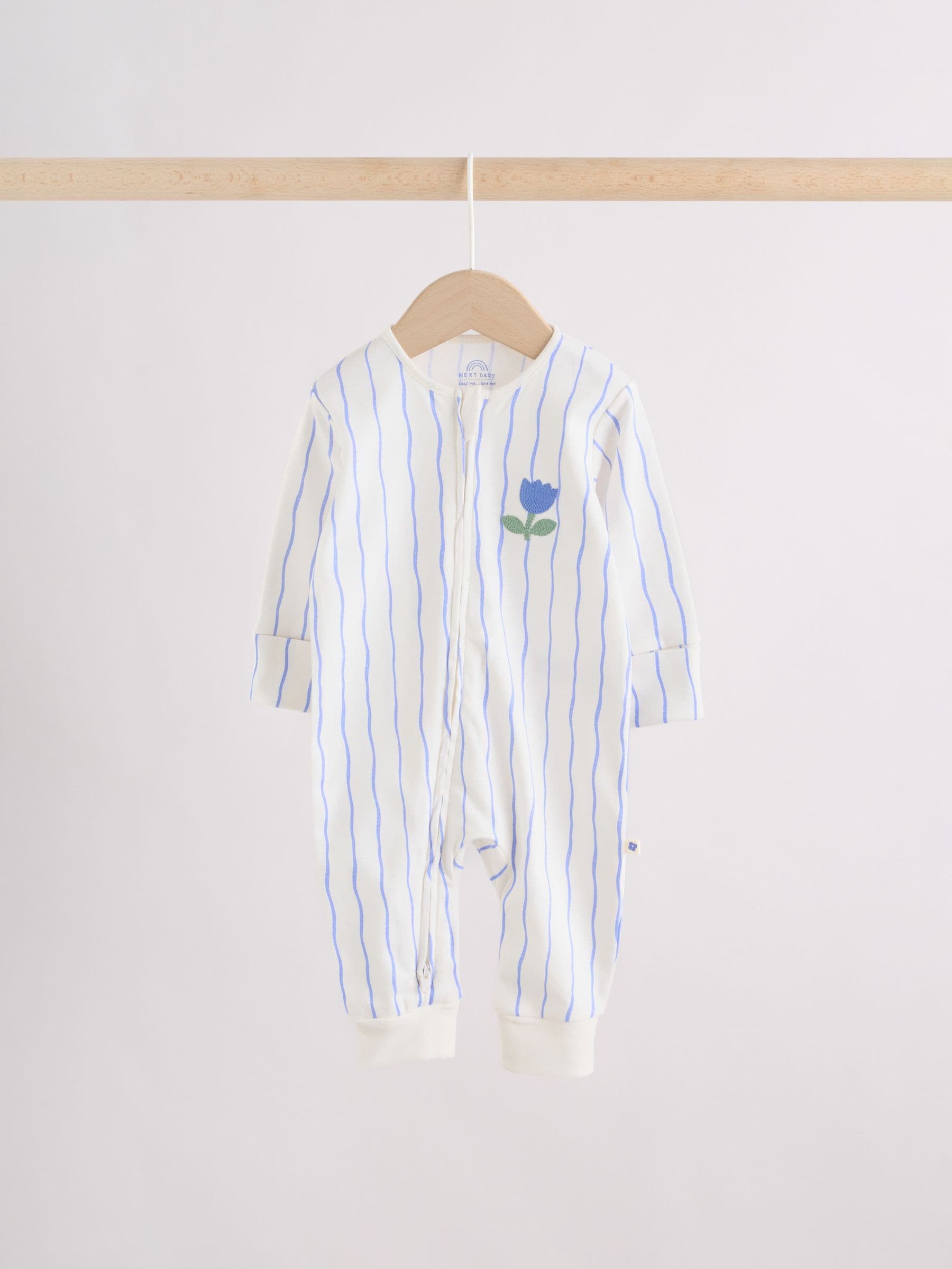 Blue Baby Sleepsuits 3 Pack (0mths-3yrs)