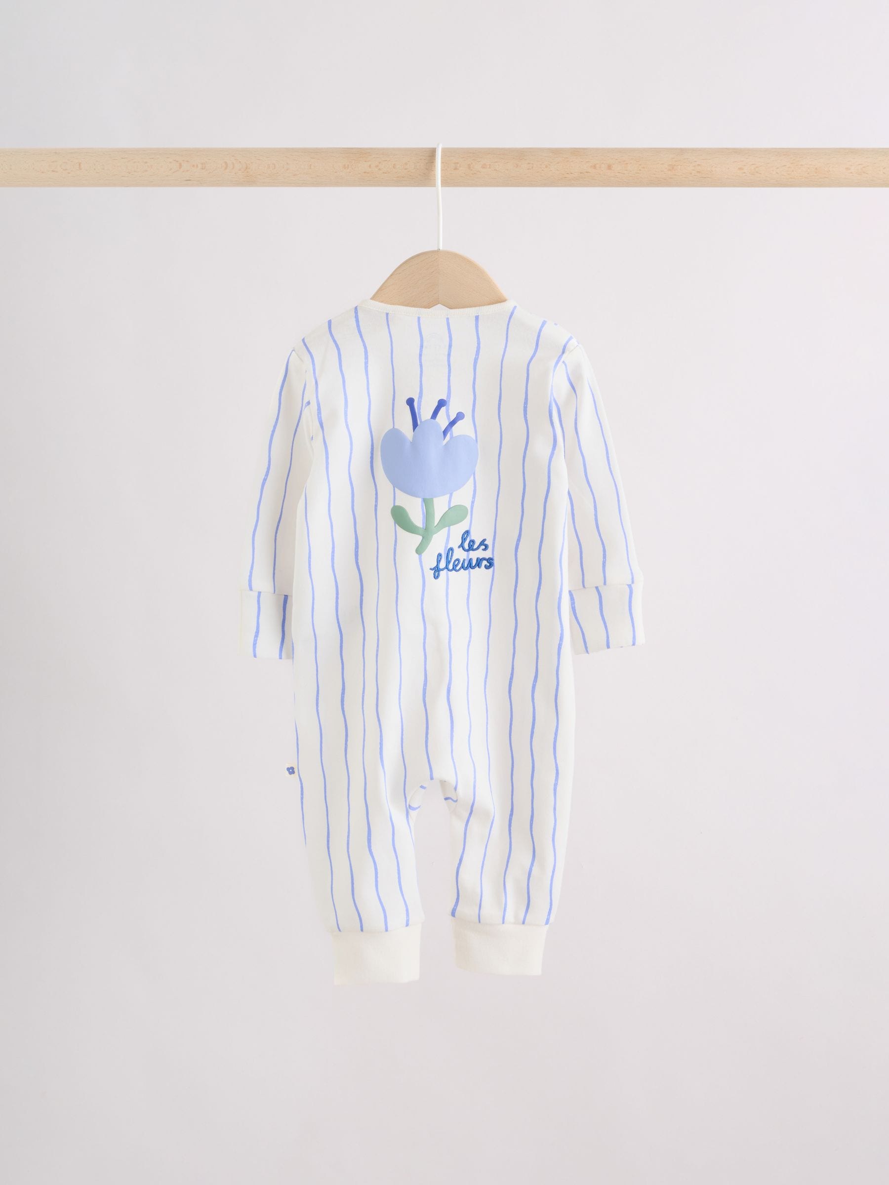 Blue Baby Sleepsuits 3 Pack (0mths-3yrs)