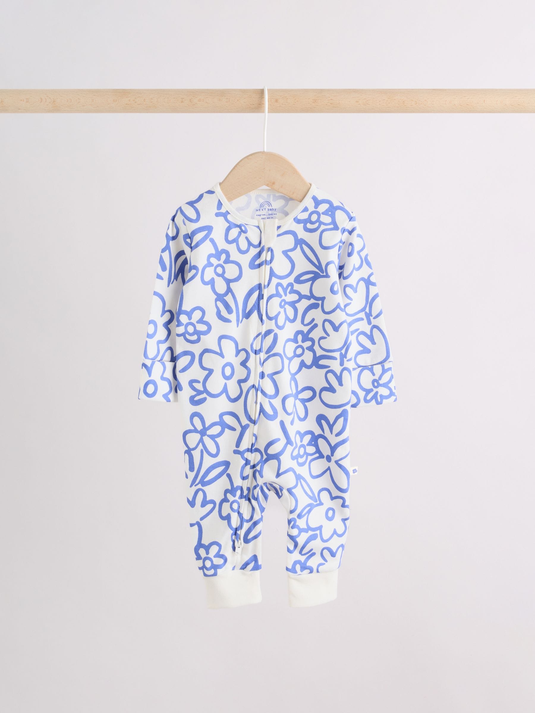 Blue Baby Sleepsuits 3 Pack (0mths-3yrs)
